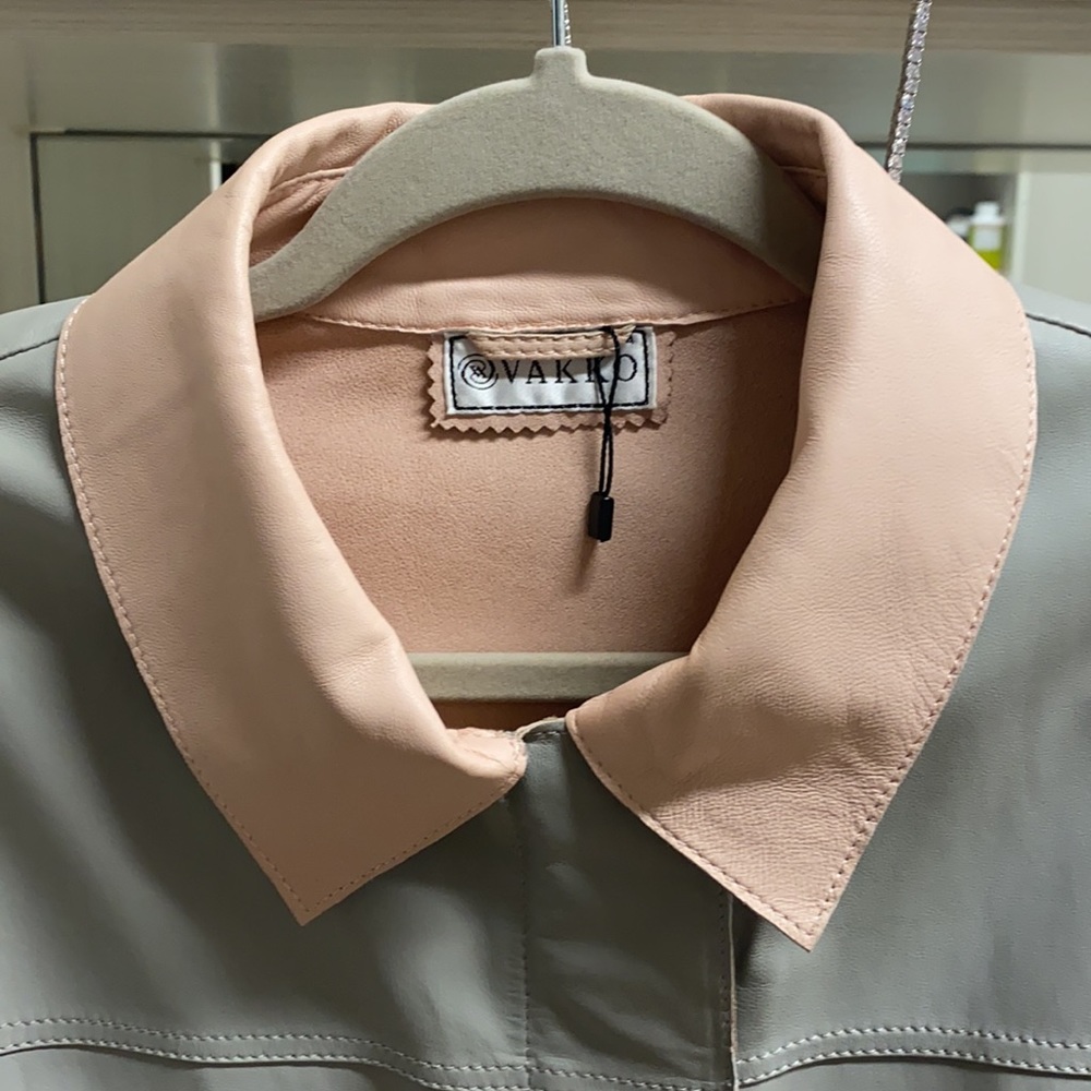 Light Gray Leather Jacket - image 2